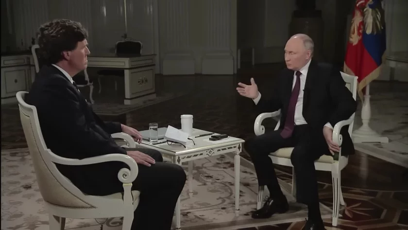 Уладзімір Пуцін і Токер Карлсан Tucker Carlson and Vladimir PutinВладимир Путин и Токер Карслсон 